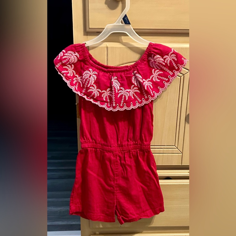 Old Navy Pink and White Ruffled Kids Romper